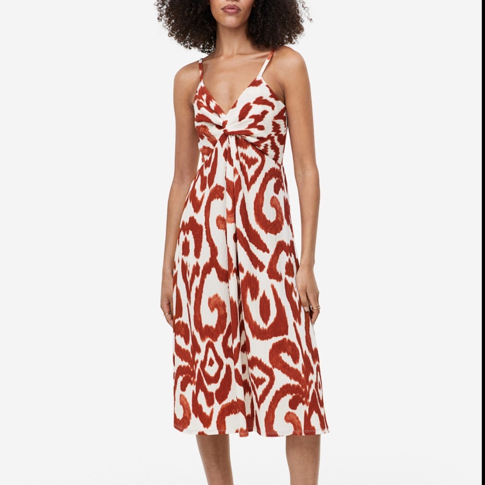 H&M Rust and Cream Midi Dress